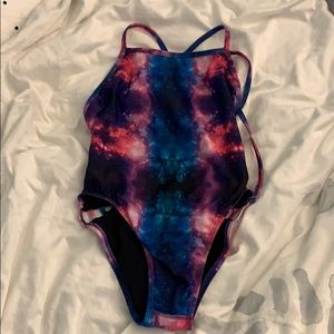 Jolyn galaxy print tie back onesie